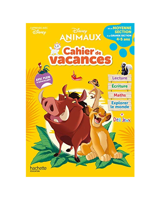 Disney animaux - De la Moyenne à la Grande Section - Cahier de vacances 2023