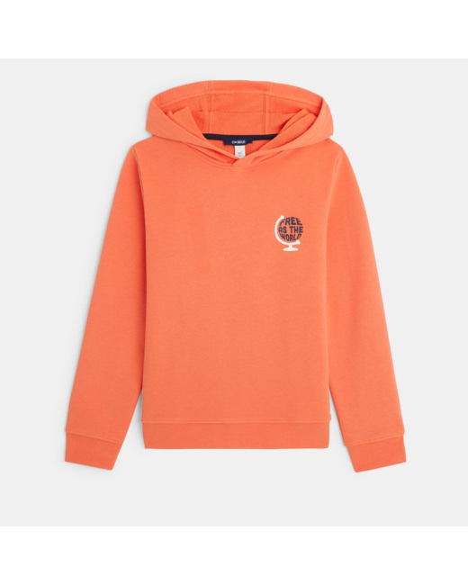 Sweat-shirt à capuche orange garçon