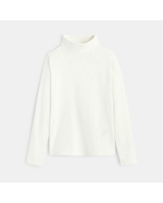 T-shirt col roulé imprimé blanc fille