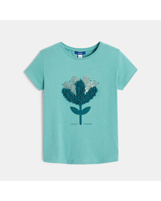 T-shirt à motif en relief vert fille