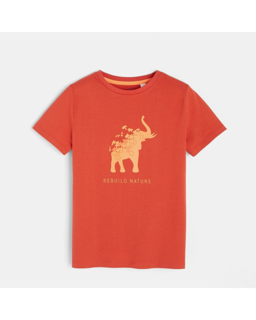 T-shirt puzzle orange garçon