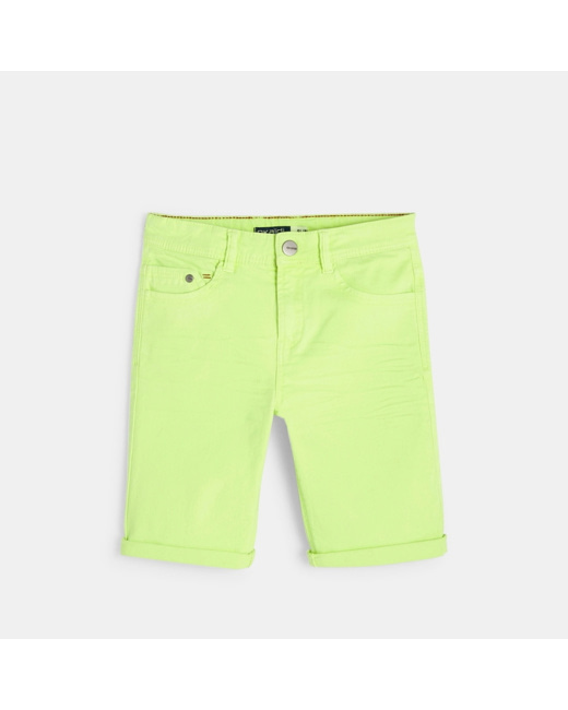 Bermuda slim en toile hyperstretch fluo jaune garçon