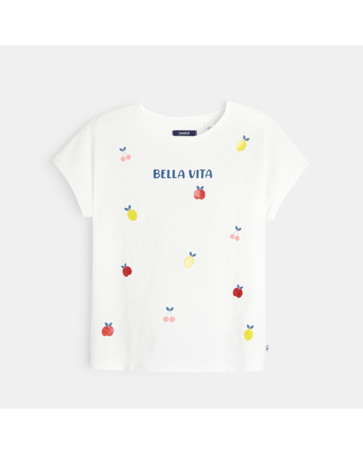 T-shirt à motif et message fille