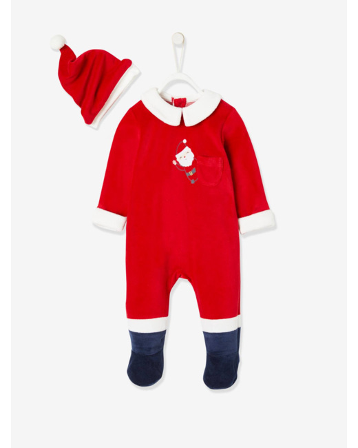 Coffret cadeau de Noël bébé dors-bien en velours + bonnet