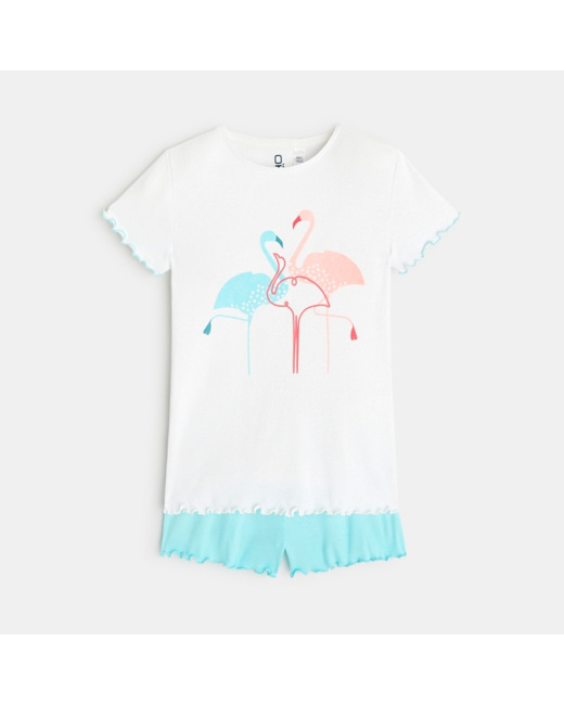 Pyjama-short en jersey 2 pièces blanc fille
