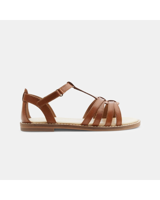 Sandale cuir à brides beige fille