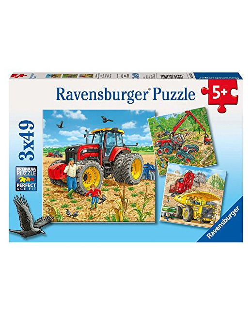 Puzzle - Tracteurs et machines de chantiers - 3x49 pièces