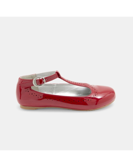 Ballerines vernies à boucle rouges fille