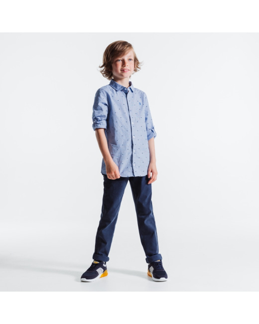 Chemise à petits motifs turquoise garçon