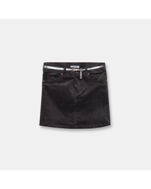 Jupe en velours ceinturée grise fille