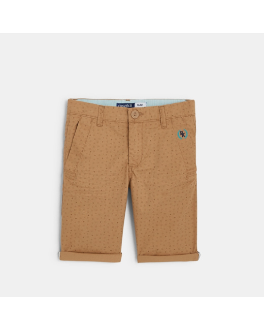 Bermuda slim à petits motifs blanc garçon