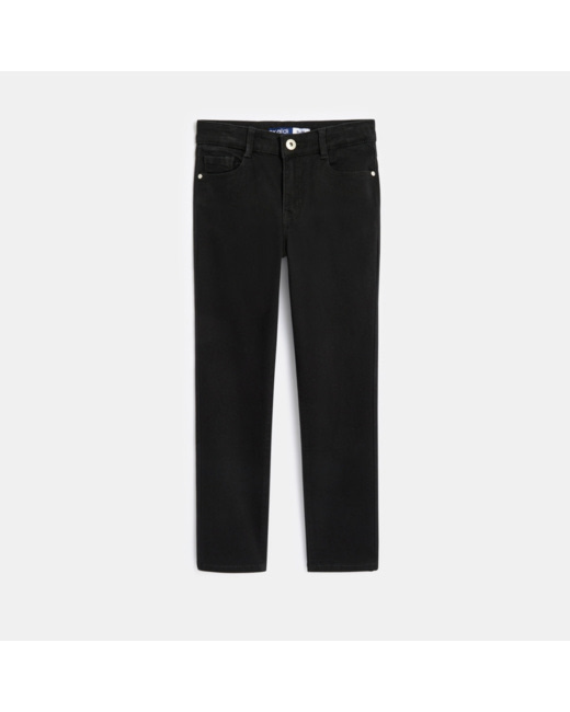 Pantalon toile slim uni noir fille