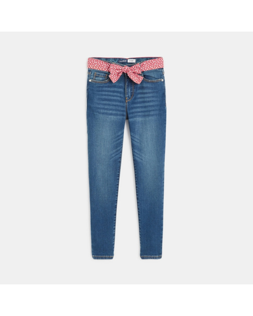 Jean skinny ceinturé bleu fille