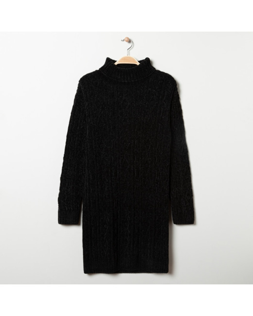 Robe de grossesse noir en maille chenille