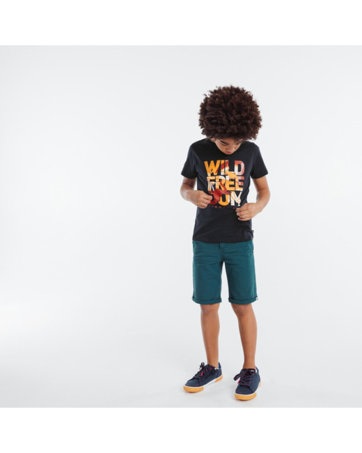 T-shirt à visuel monde animal gris garçon