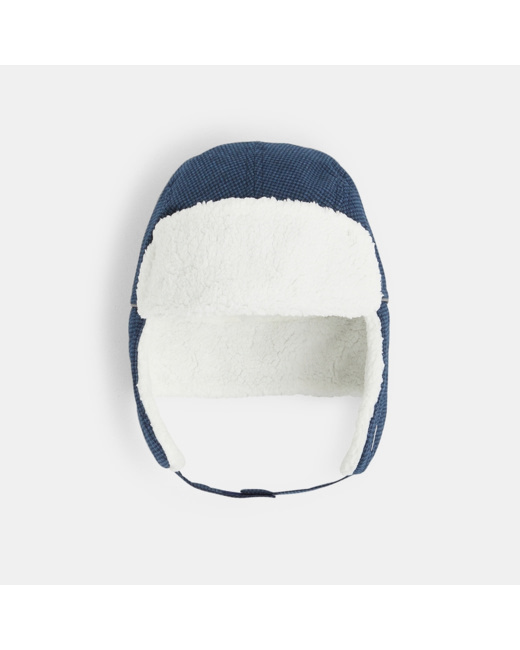 Chapka doublée en polaire sherpa bleu garçon