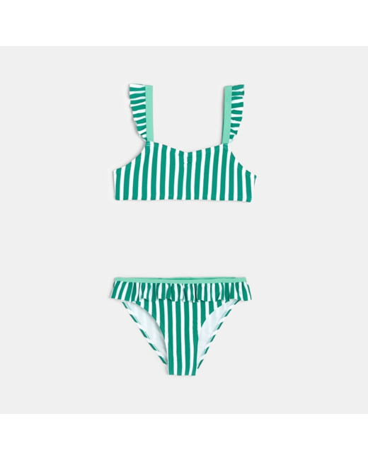 Maillot de bain 2 pièces vert fille