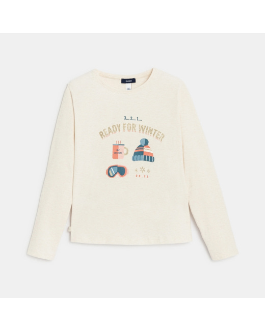 T-shirt à message "ready for winter" beige fille