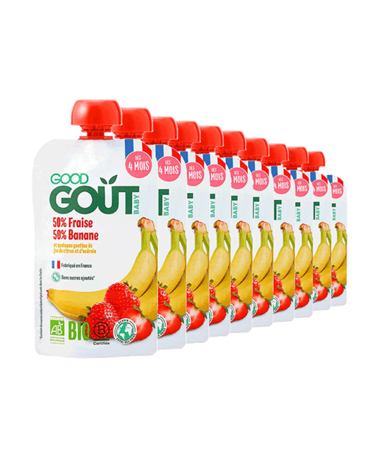 Pack de 10 gourdes Fraise Banane Bio