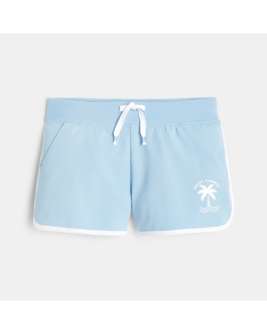 Short uni en jersey bleu fille