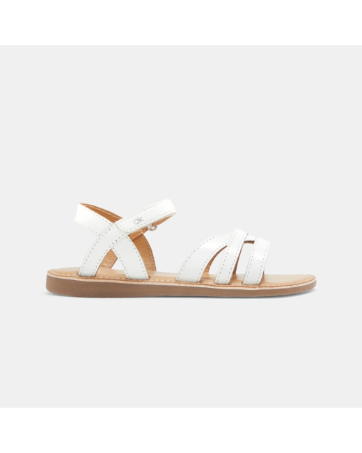 Sandale cuir multibrides vernie blanches fille