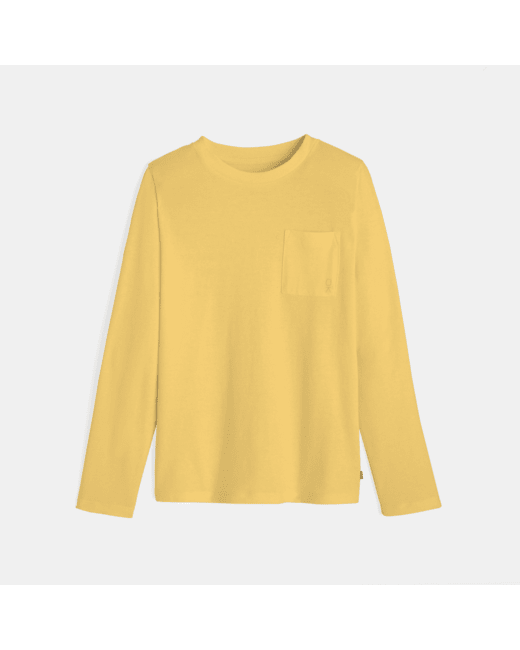 T-shirt uni manches longues jaune garçon