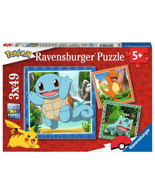 Puzzle Salamèche, Bulbizarre et Carapuce / Pokémon - de 5 ans