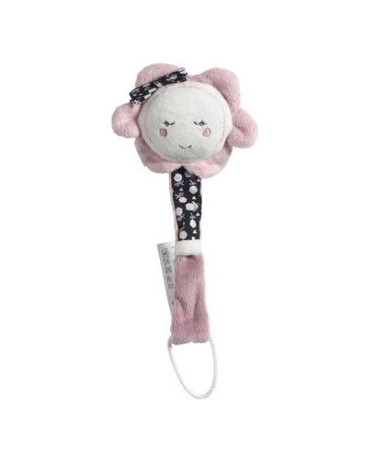 Attache-tétine en velours Fleur