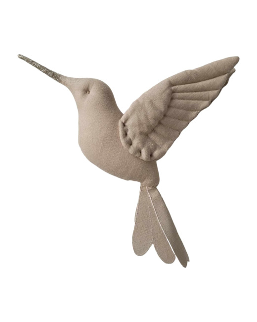 Trophée mural enfant,  Colibri en lin Beige