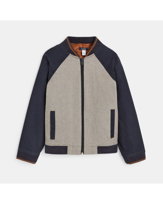 Blouson teddy à petits carreaux blanc garçon