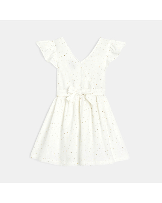 Robe cache-coeur en gaze de coton blanche fille