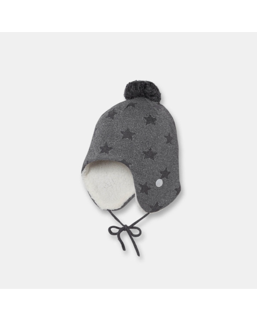 Bonnet doublé polaire étoiles jacquard gris fille