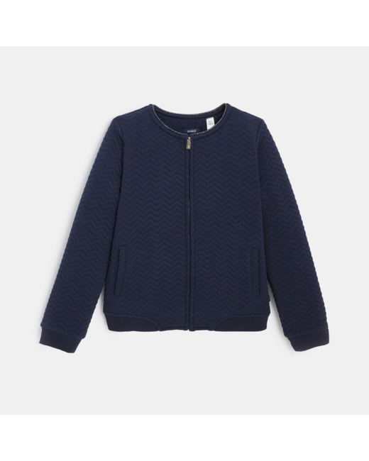 Sweat-shirt zippé doublé en moumoute bleu fille