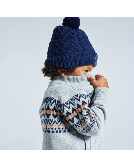Bonnet en tricot côtelé bleu garçon
