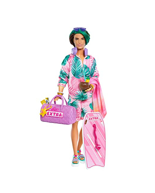 Barbie - Poupée Extra Cool - Ken avec tenue de plage