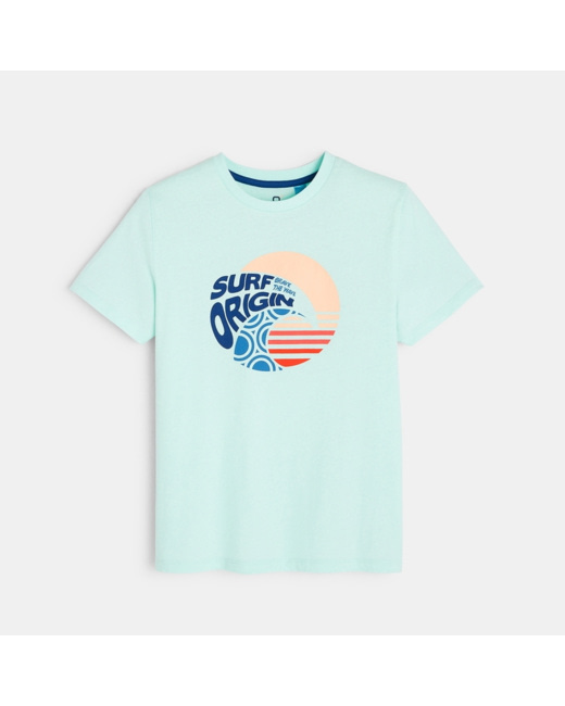 T-shirt over size motif surf bleu garçon