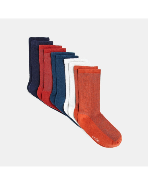 Chaussettes unies (lot de 5) rouges garçon