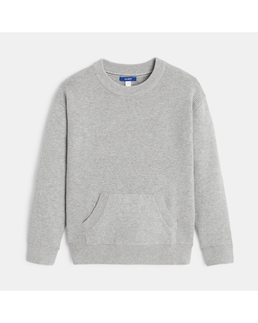 Pull à poche kangourou gris garçon