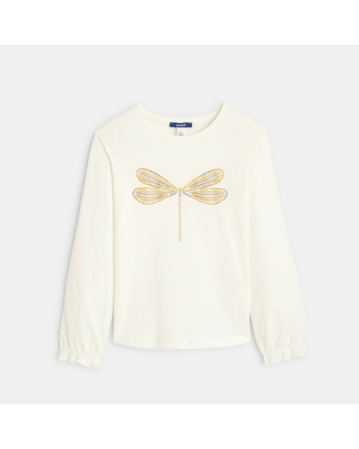 T-shirt à motif pailleté jaune fille