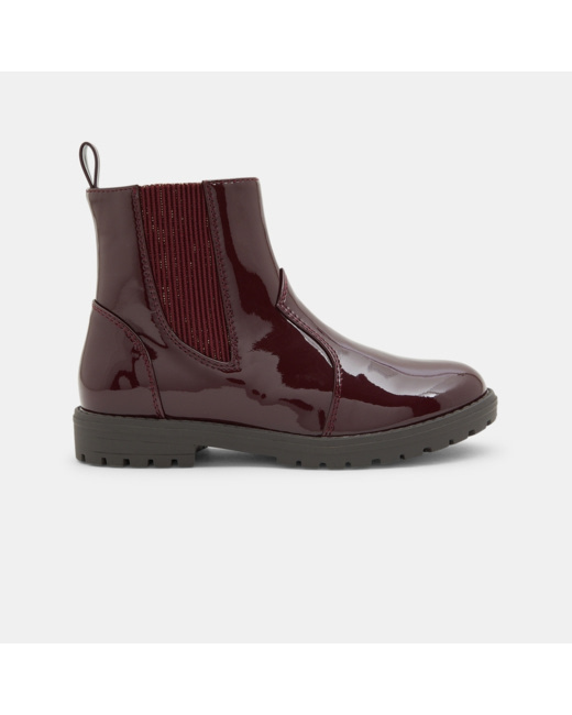 Boots Chelsea vernies rouges fille