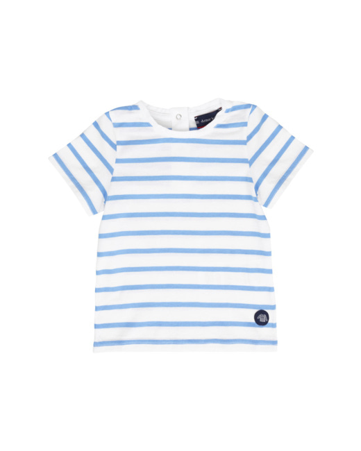 Marinière manches courtes Baby - coton léger - Milk/Bleu Lobelia