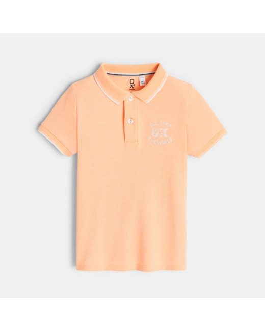 Polo maille piquée manches courtes orange garçon
