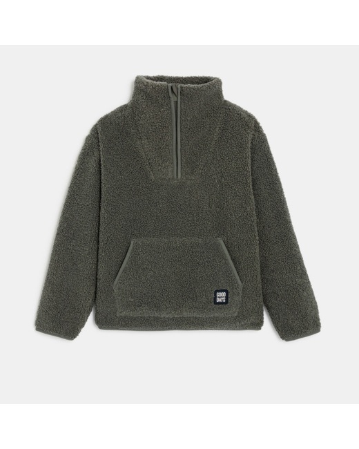 Sweat en polaire sherpa vert garçon