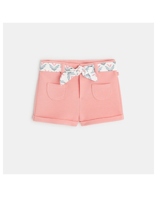 Short côtelé ceinture fleurie