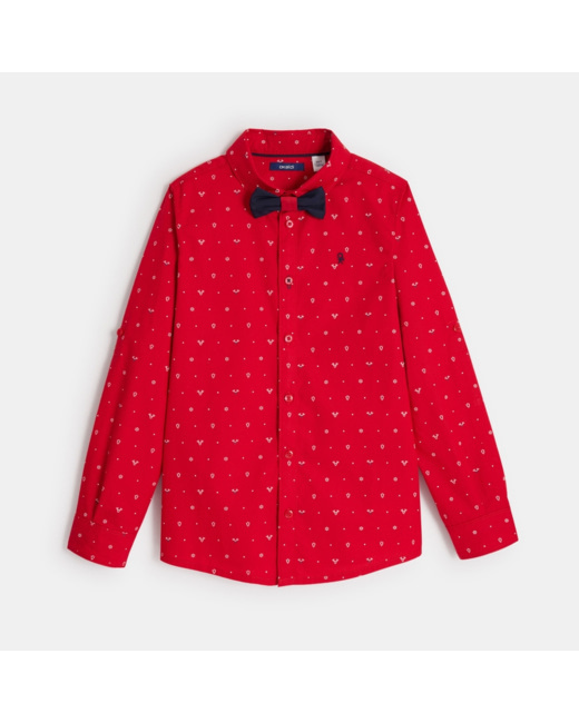 Chemise à petits motifs Noël rouge garçon