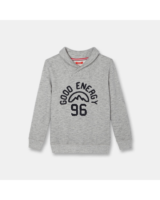 Sweat-shirt à message gris garçon