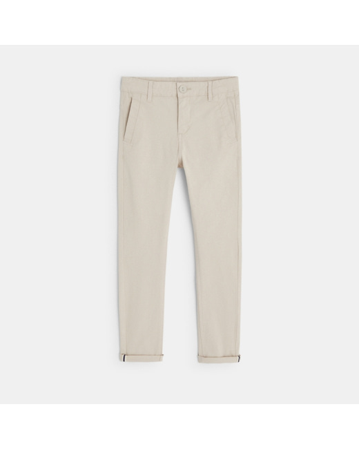 Pantalon chino en twill de coton uni beige garçon