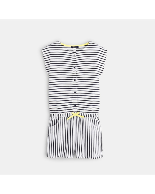 Combishort à rayures bleu fille