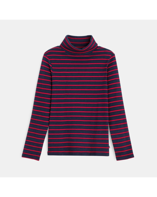 T-shirt col roulé rayé rouge garçon