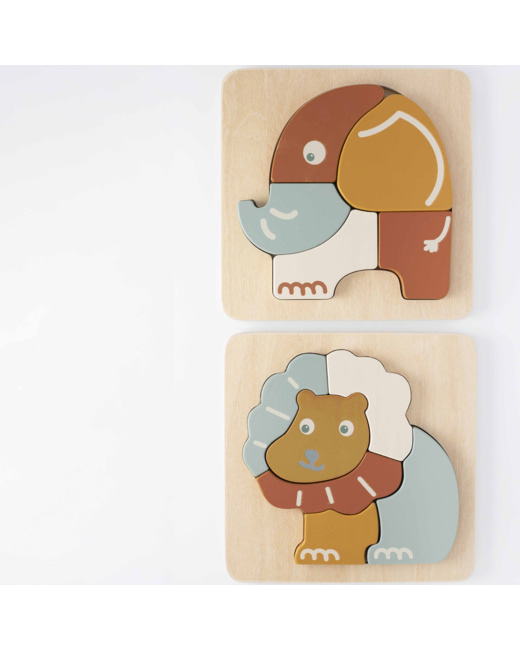 Lot de 2 puzzles bébé bois